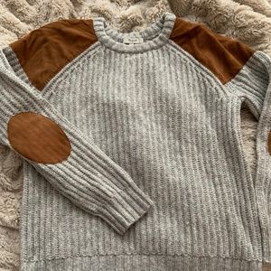 Gray Elbow Patch Sweater